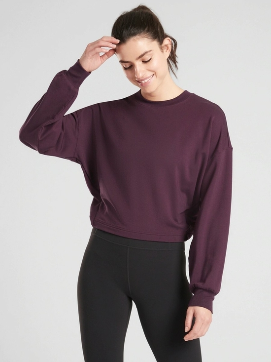 Athleta Tops - Women's Long-Sleeve Crewneck Pullover Sweatshirt - Plum